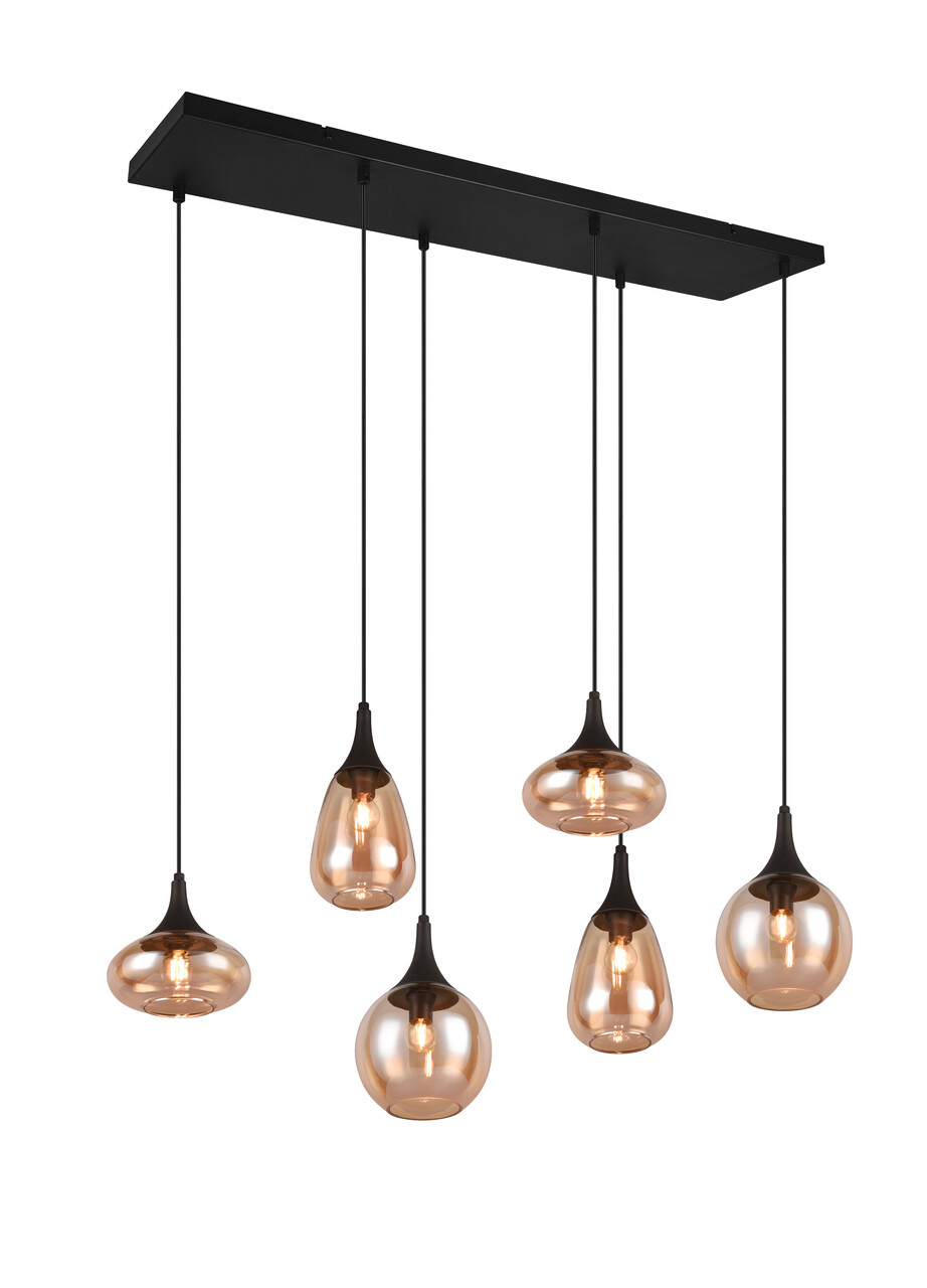 Lustra Lumina, TRIO, 85x20x150 cm, 40W, 6x E14, metal, negru mat - imagine 7